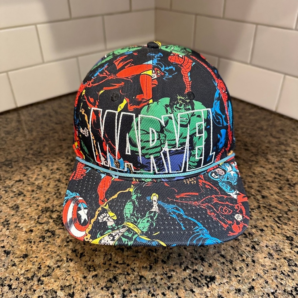 Marvel Snapback Hat Comic Book Collage Print Adjustable OSFM Multi-Color